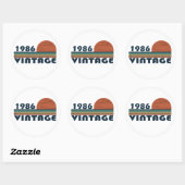 Sticker Rond né en 1986 cadeau d'anniversaire vintage (Feuille)