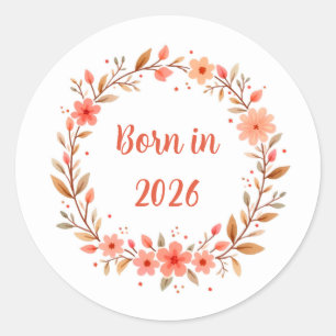 Sticker Rond Né en 20xx (Année modifiable) 