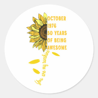 Sticker Rond Né en octobre 1966 Tournesol 60e Anniversaire 60 A