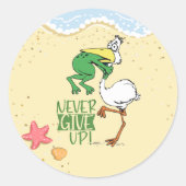 Sticker Rond Ne jamais renoncer à la grenouille Choquant l'oise (Devant)