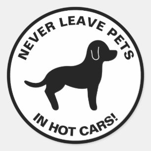 Sticker Rond Ne laissez jamais d'animaux dans les voitures chau