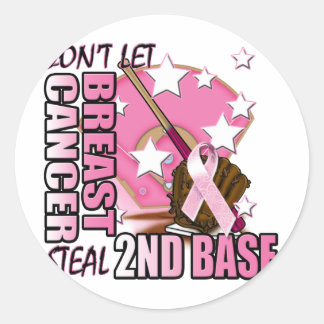Sticker Rond Ne laissez pas le cancer du sein voler la 2e base