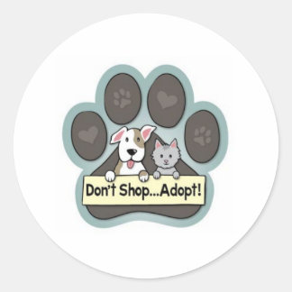 Sticker Rond Ne pas acheter Adoptez un animal de compagnie mign