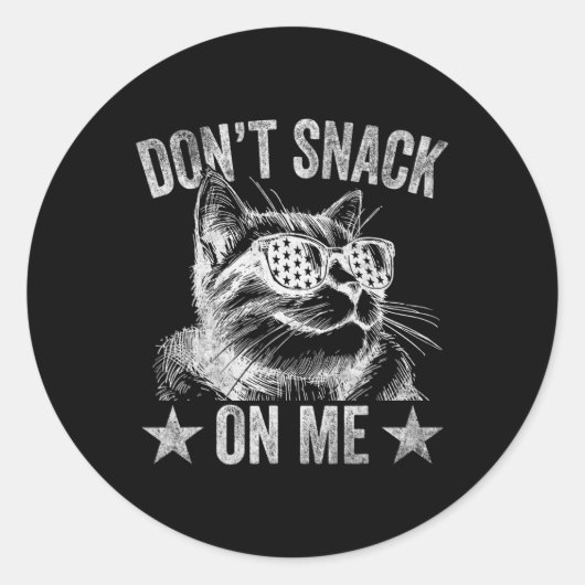 Sticker Rond Ne pas grignoter sur moi drôle Chat 1 (Devant)