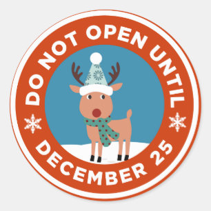 Sticker Rond Ne pas ouvrir avant l'autocollant de Noël (COULEUR