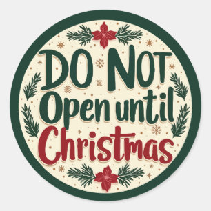 Sticker Rond Ne pas ouvrir avant Noël