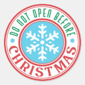 Sticker Rond Ne pas ouvrir avant Noël Cadeau (Devant)