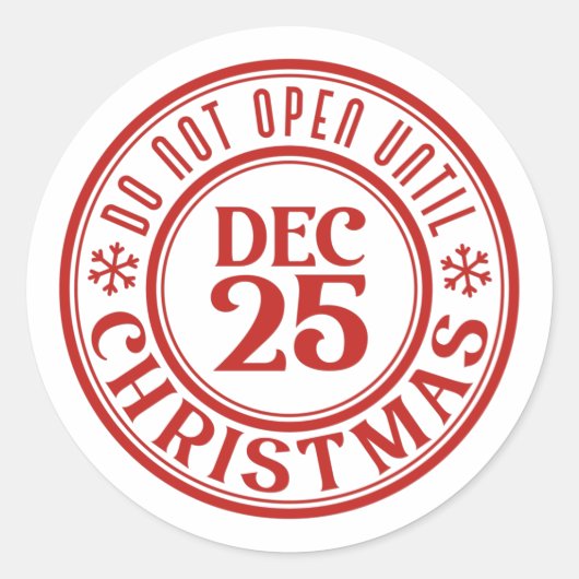 Sticker Rond Ne pas ouvrir avant Noël Flacon de neige (Devant)