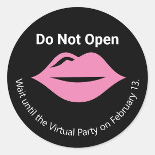 Sticker Rond Ne pas ouvrir avant Virtual Party Galentine's Lips