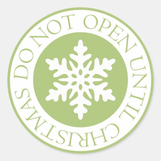 Sticker Rond Ne pas ouvrir jusqu'à Noël Snowflake Lime Green (Devant)