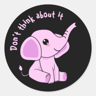Sticker Rond Ne pensez pas à un éléphant rose