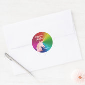 Sticker Rond Né pour être une licorne Statue Head Magical Rainb (Enveloppe)