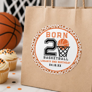 Sticker Rond Né pour le Basketball   2e anniversaire garçon spo
