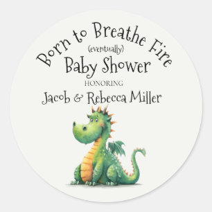 Sticker Rond Né pour respirer le Baby shower de feu