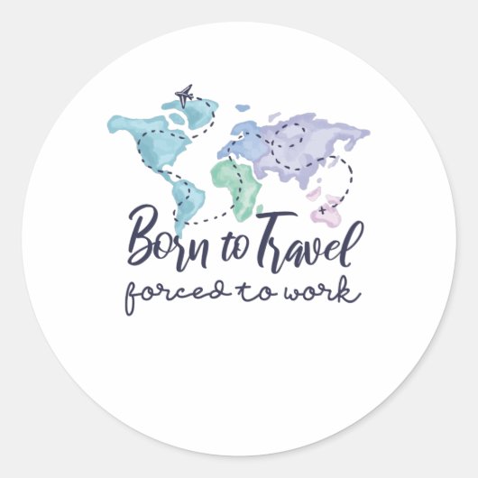 Sticker Rond Né pour voyager (Devant)