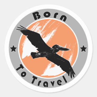 Sticker Rond Né pour voyager classique collant rond