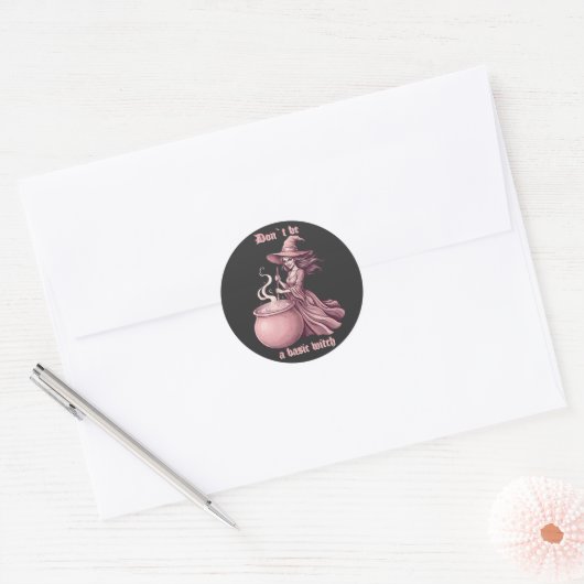 Sticker Rond Ne Sois Pas Une Sorcière Basique Potion Rose Vinta (Enveloppe)