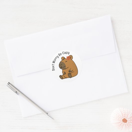Sticker Rond Ne t'inquiète pas d'être capable, Capybara (Enveloppe)