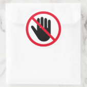 Sticker Rond Ne touchez pas à la main le symbole d'avertissemen (Sac)