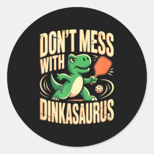Sticker Rond Ne touchez pas au pickleball de dinkasaurus