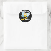 Sticker Rond Ne vous inquiétez pas (abeille) Joyeux (Sac)
