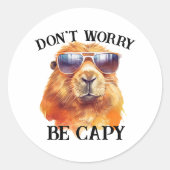 Sticker Rond Ne vous inquiétez pas Capy Happy Capybara (Devant)
