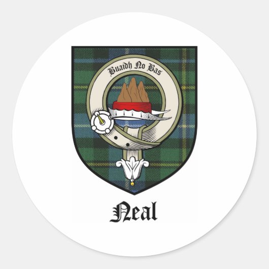 Sticker Rond Neal Clan Crest Badge Tartan (Devant)