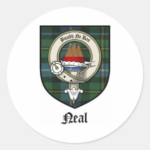 Sticker Rond Neal Clan Crest Badge Tartan