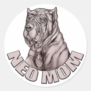 Sticker Rond Neapolitain Mastiff Maman Noir