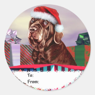 Sticker Rond Neapolitain Mastiff Noël Mahogany Tags cadeaux