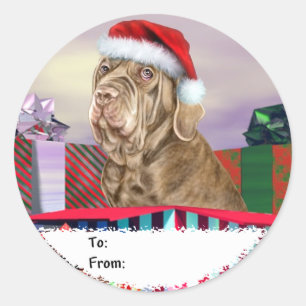 Sticker Rond Neapolitain Mastiff Noël Tawny Tags cadeaux