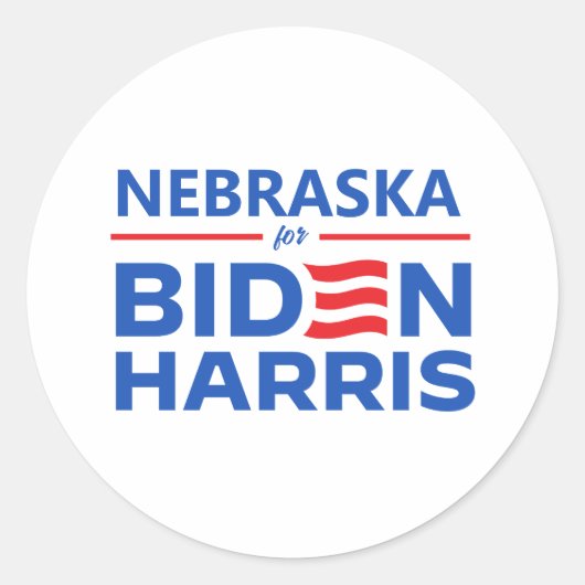 Sticker Rond Nebraska pour Biden Harris (Devant)