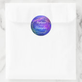 Sticker Rond Nebula violette Art Celestial Mariage d'or géométr (Sac)