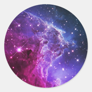 Sticker Rond Nébuleuse de la tête de singe ombrée violet hipste