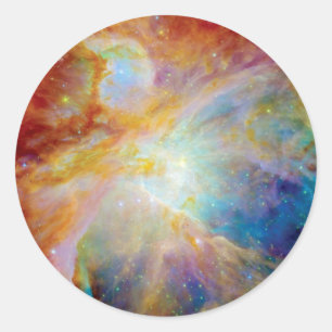 Sticker Rond Nébuleuse d'Orion Hubble Spitzer Télescope Photo d