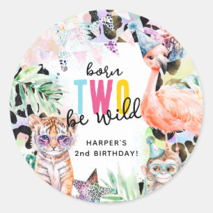 Sticker Rond Née POUR être Sauvage Animaux de Safari Cool 2ème