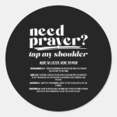 Sticker Rond Need Prayer Tap My Shoulder Christian Men Women (o (Devant)