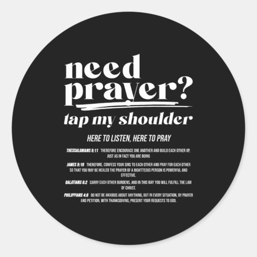 Sticker Rond Need Prayer Tap My Shoulder Christian Men Women (o (Devant)