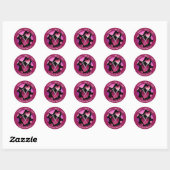Sticker Rond Needle+tread=true Made from the heart magenta (Feuille)
