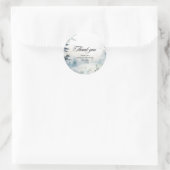 Sticker Rond Neige amoureuse bleu poussiéreux Mariage d'hiver S (Sac)