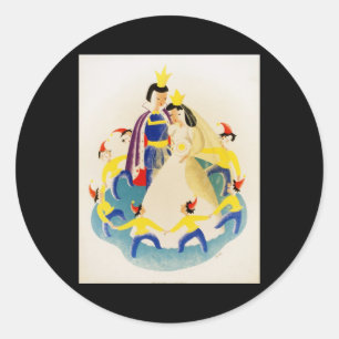 Sticker Rond Neige blanche et les sept nains