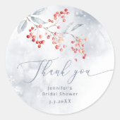 Sticker Rond Neige d'hiver dans Love nuptiale douche merci (Devant)