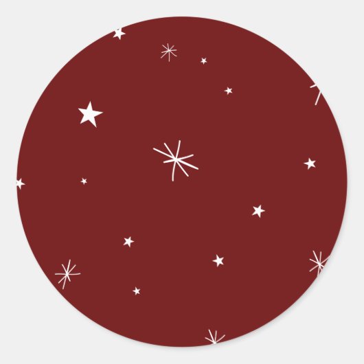 Sticker Rond Neige d'hiver, Galaxie de nuit en rouge foncé (Devant)
