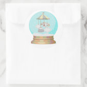 Sticker Rond Neige yeti neige globe mignon baby shower d'hiver (Sac)