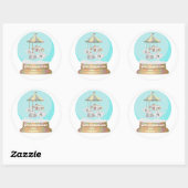 Sticker Rond Neige yeti neige globe mignon garçon d'hiver (Feuille)