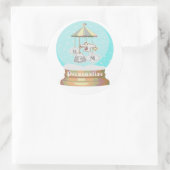 Sticker Rond Neige yeti neige globe mignon garçon d'hiver (Sac)