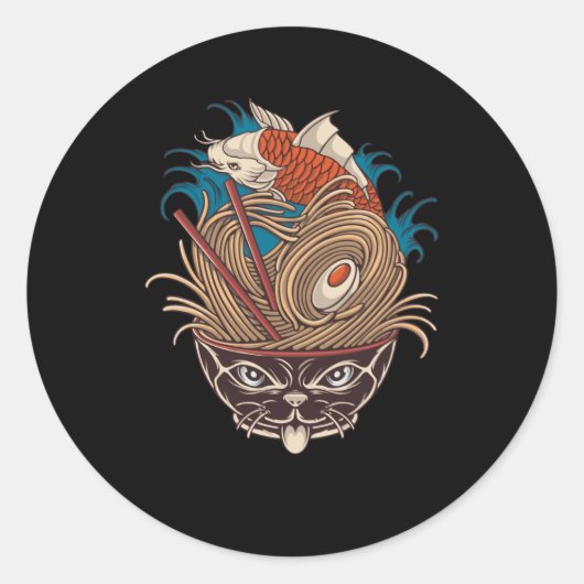 Sticker Rond Neko Ramen (Devant)