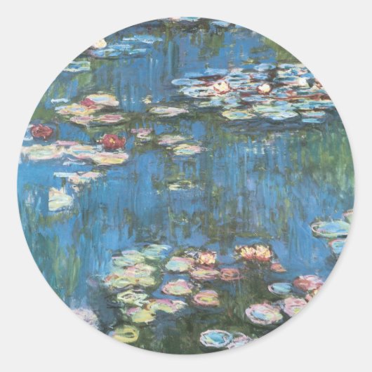 Sticker Rond Nénuphars de Claude Monet, Impressionnisme Vintage (Devant)