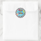 Sticker Rond Neon 90s Retro Five est un Vibe 5e anniversaire (Sac)