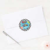 Sticker Rond Neon 90s Retro Five est un Vibe 5e anniversaire (Enveloppe)